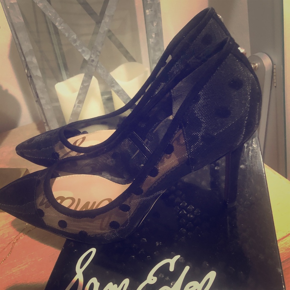 Sam Edelman Black dotted Mesh pumps
